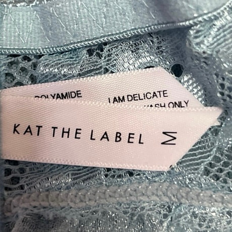 Kat The Label Blue Lace Floral Sleeveless Cami Camisole Tank Teddy Bodysuit M — image 4 of 5